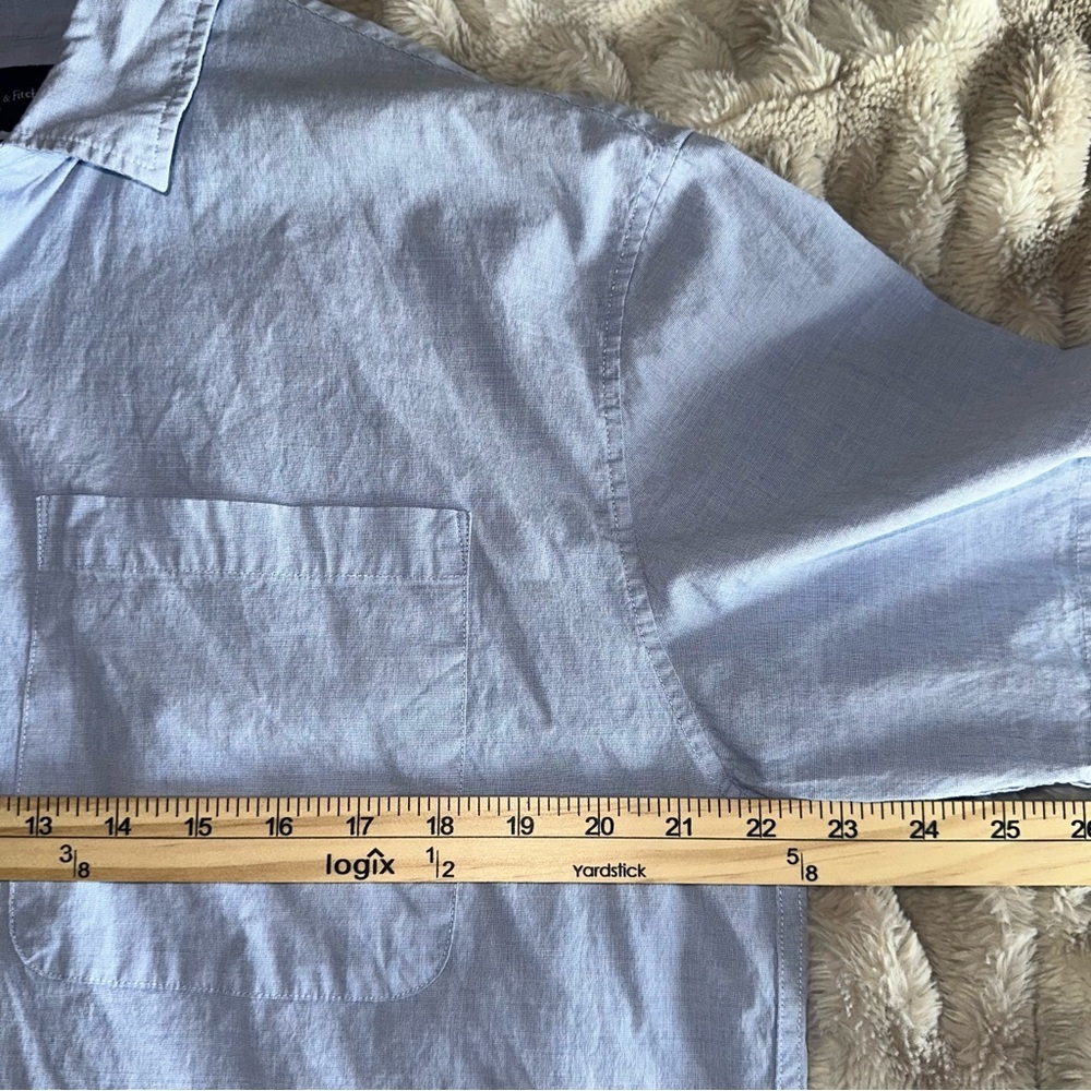 Abercrombie & Fitch Cropped Button Up Shirt Men’s Medium Blue Stretch - Picture 8 of 10